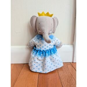 Vintage Babar Queen Celeste Elephant Pellet Filled Plush 1989 With Skirt